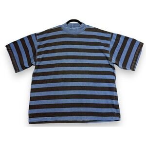 Vintage 80s Jimmy'z T Shirt Mens M Blue Striped Stripe Surf Skate Single Stitch